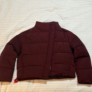 Theory offset puffer jacket in dark current